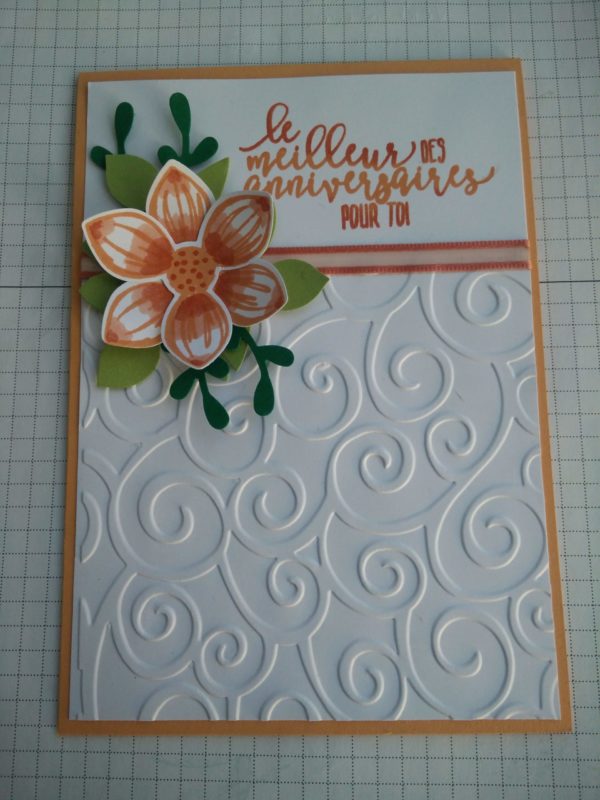 Carte anniversaire fleur orangée